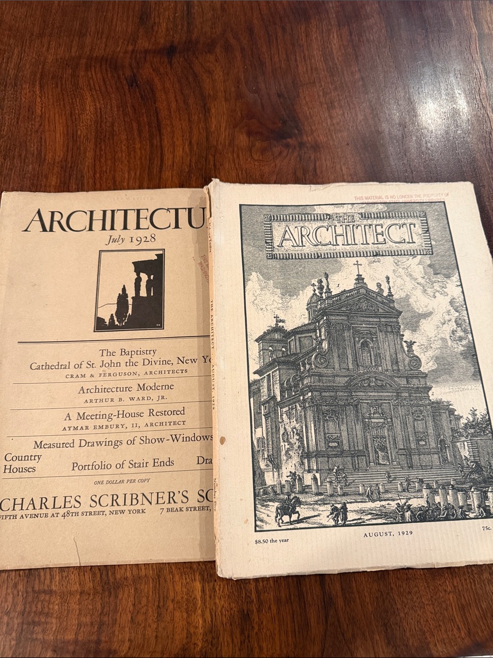 ARCHITECT Vintage Magazine Pair 1928 & 1929
